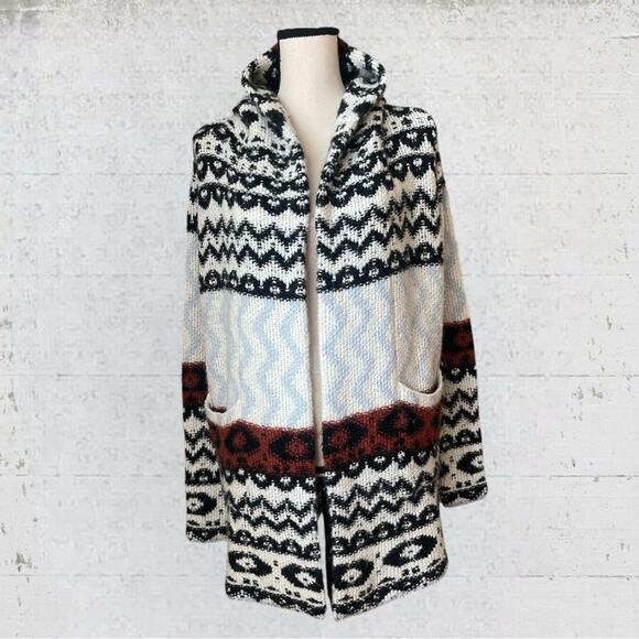 Abercrombie & Fitch Women's Aztec Alpaca Wool Blend Long Hooded Cardigan Size S - Picture 3 of 14